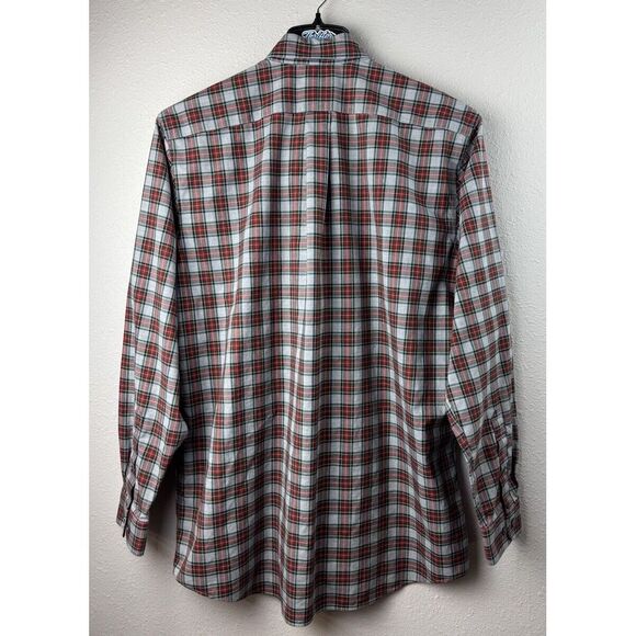 L.L. Bean Mens L-Tall Red Traditional Fit Plaid Long Sleeve Button Shirt - Picture 2 of 7